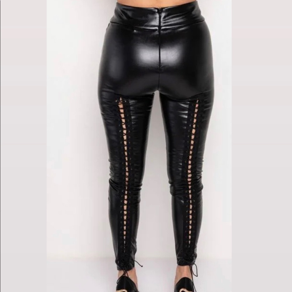 Akira Faux leather lace up pants